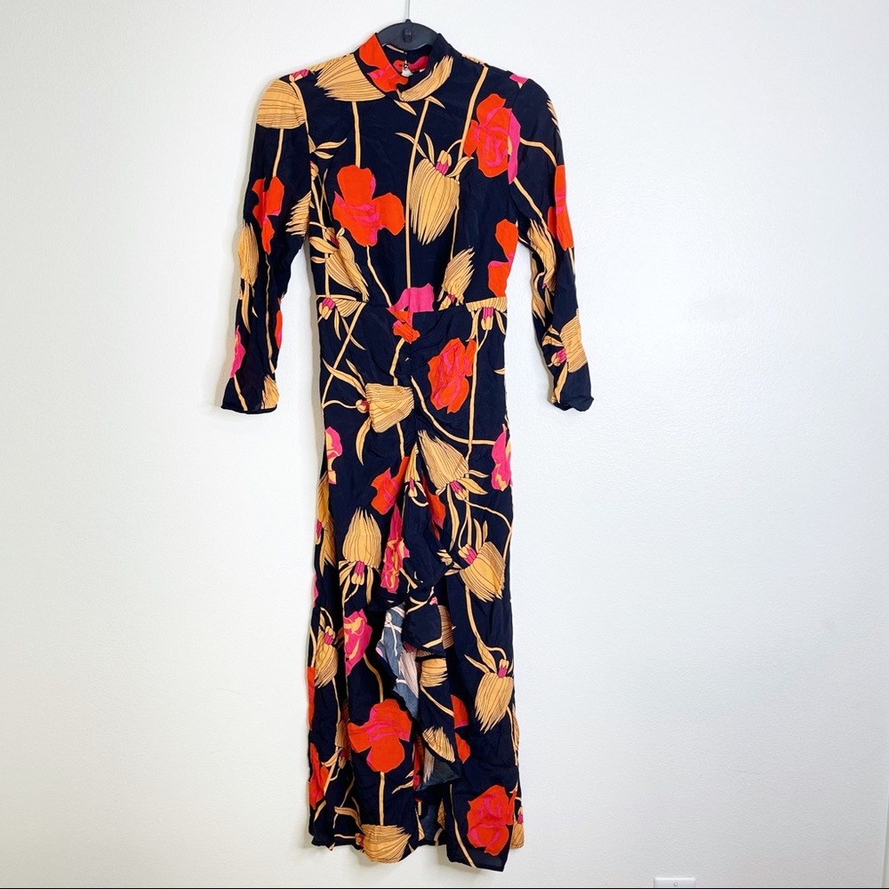 NWT Rixo x Target floral printed mock neck ruffle midi dress